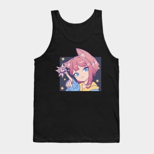 Neko Girl Booped Anime Lover Pink Hair Tank Top